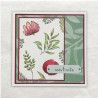 Bloemenknoppen in rood/roze tinten en volop blaadjes op deze verjaardagskaart met de tekst Van Harte.