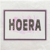 Geaquarelleerd en gespetterd met watercolor verf. De letters HOERA uitgesneden en gedoodled.