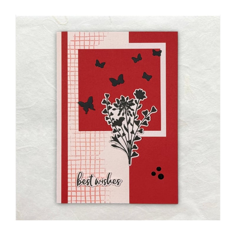Eenvoud siert kaartjes! Op dit effen papier is alleen een rand gestempeld. De Bloemen zijn gestanst, de vlinders geponst.