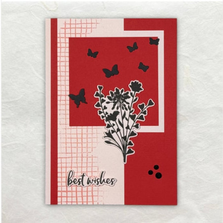 Eenvoud siert kaartjes! Op dit effen papier is alleen een rand gestempeld. De Bloemen zijn gestanst, de vlinders geponst.