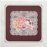 Een stempel met veel aandacht voor detail. De bloemen zijn gestanst, geembost en gesjabloneerd.