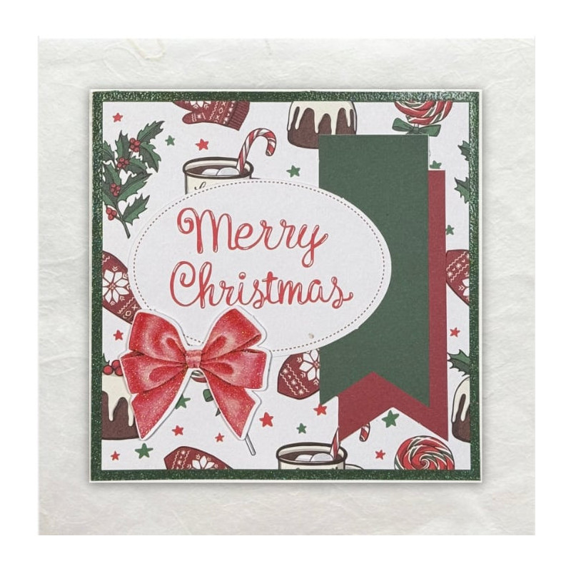 Designpapier, papiervormen ... dat is alles wat deze kaart Kerst maakt.