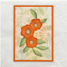 De achtergrond is gesjabloneerd en de tekst is er vintage op gestempeld. De bloemen gesjabloneerd en gestanst.
