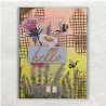 Gestempeld, gestempeld en nog eens gestempeld. De bloemen en hommels zijn uitgeknipte rub-on plaatjes.