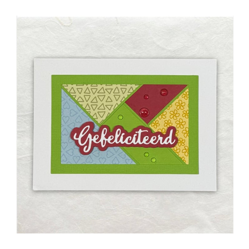 Een vrolijk, kleurrijk Mozaïek op de achtergrond van deze kaart in een Frame.