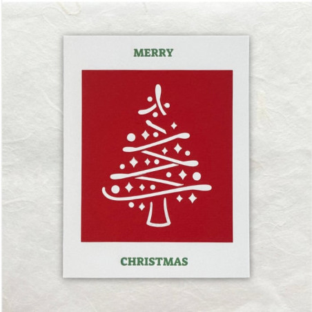 Een redelijk abstracte kerstboom. De kleur rood wit maakt er een moderne versie van.